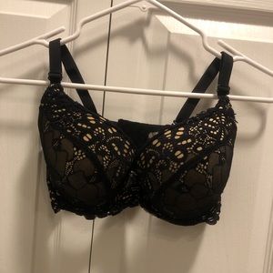 34D push up bra with black lace overlay